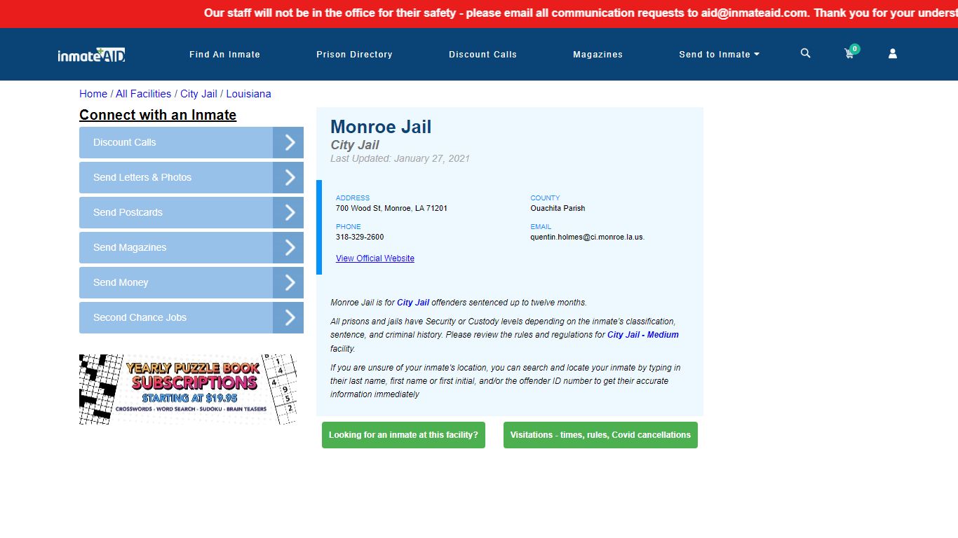 Monroe Jail | Inmate Locator
